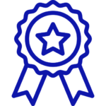 Ícone de medalha de certificação simbolizando a qualidade e conformidade técnica dos serviços de proteção coletiva da R2K.